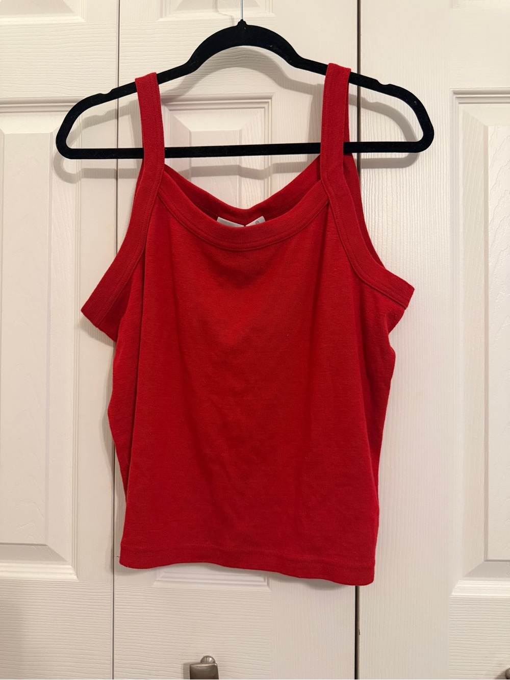 Red Double Strap Tank Top Square Neck Layered 90s Minimalist Statement Top